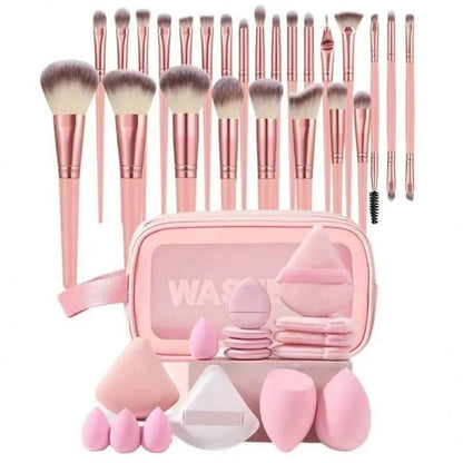 44PCS Pro Makeup Brush & Sponge Set with Travel Bag