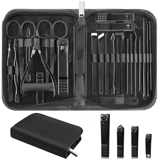 26-in-1 Professional Manicure & Pedicure Kit with Leather Case