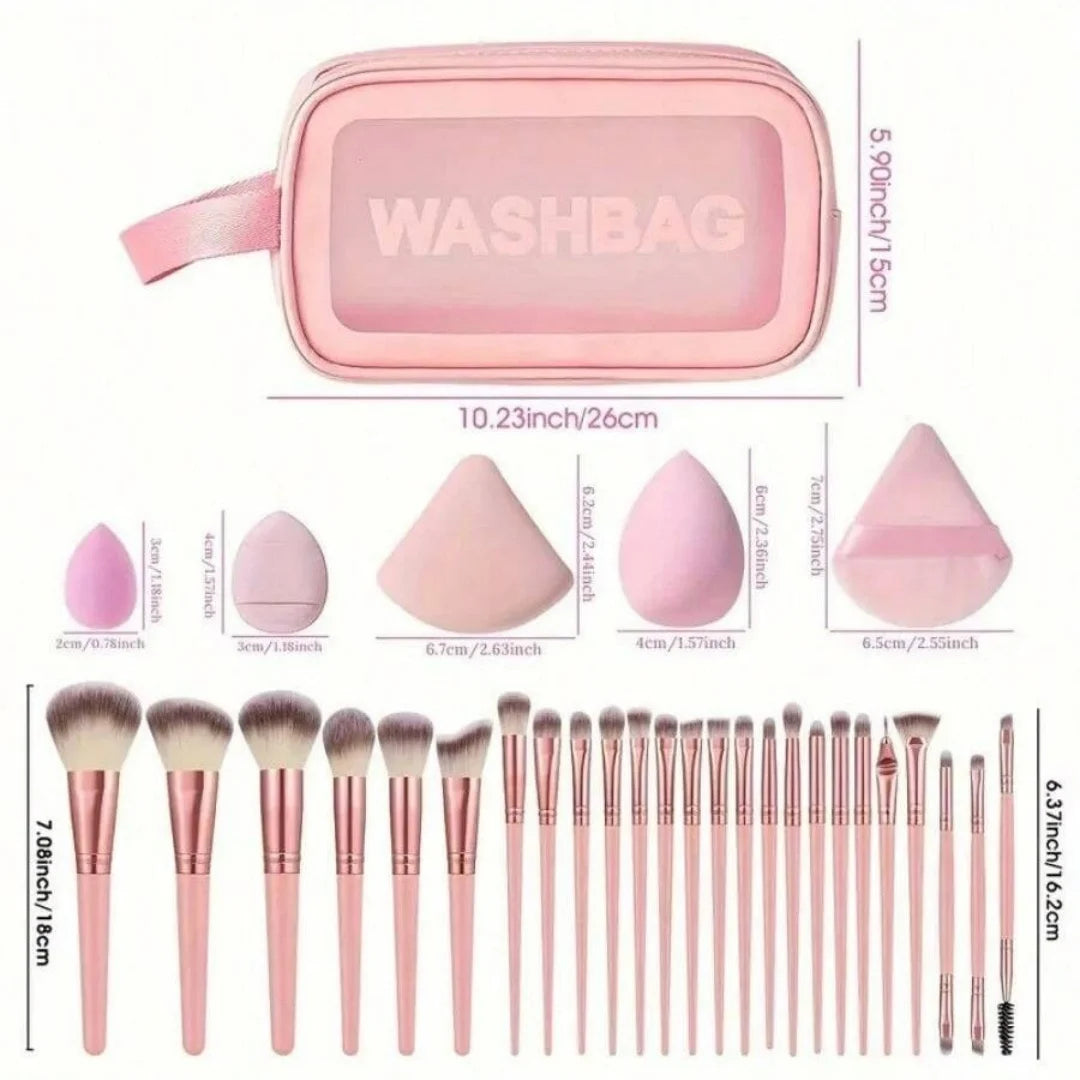 44PCS Pro Makeup Brush & Sponge Set with Travel Bag