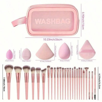 44PCS Pro Makeup Brush & Sponge Set with Travel Bag