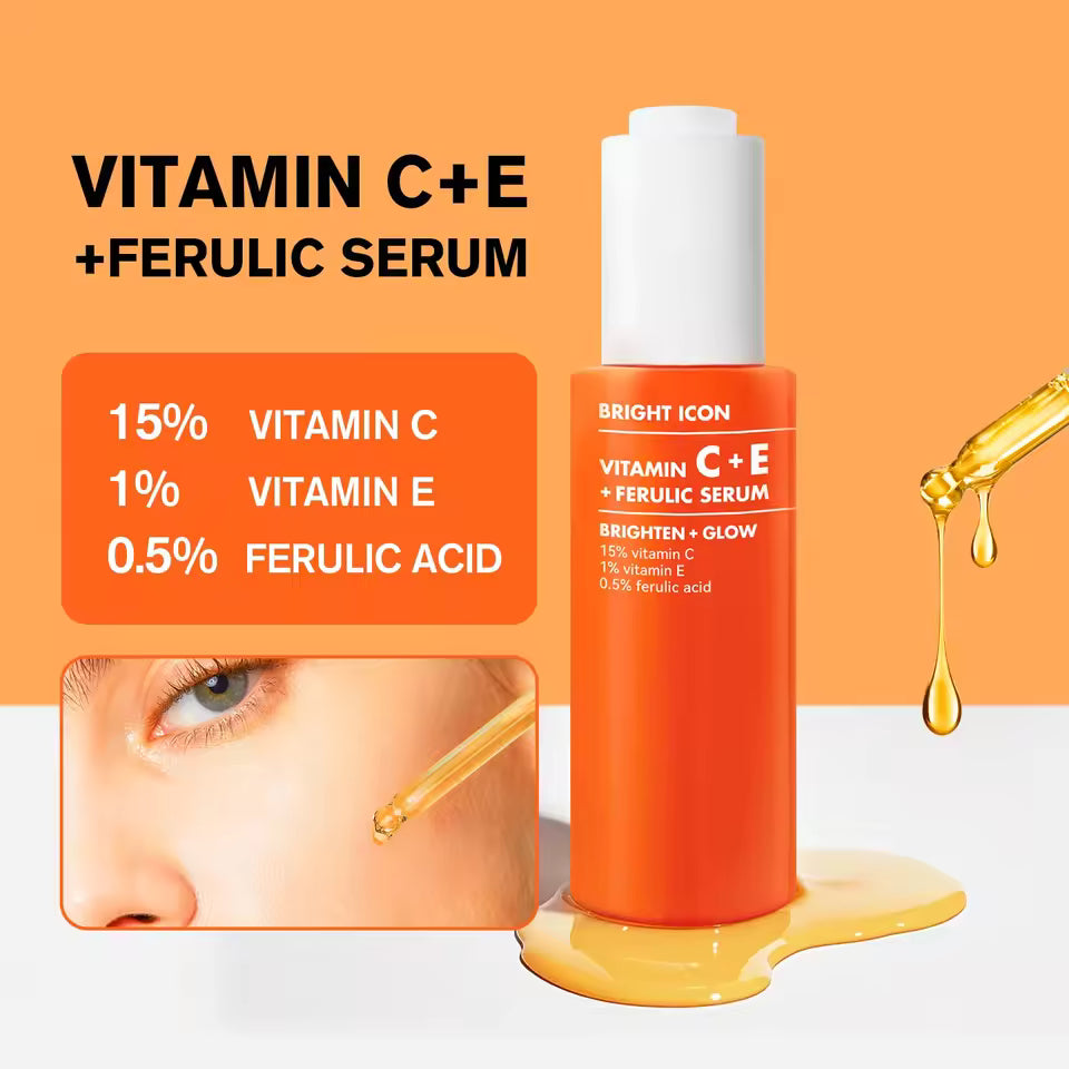 Vitamin C & E Brightening Face Serum 30ml — Dark Circles, Collagen & Glow